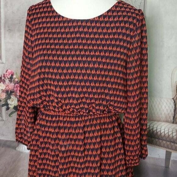 Jay Jewel Neck Long Sheer Sleeve Mini Length Sailboat Bow Back Dress Size Medium - Picture 3 of 9